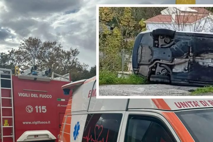 Paola, auto si ribalta in via Sant’Agata: giovane estratto dai Vigili del Fuoco