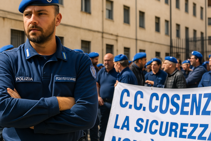 Manifestazione della Penitenziaria contro l'aggressione in carcere a Cosenza